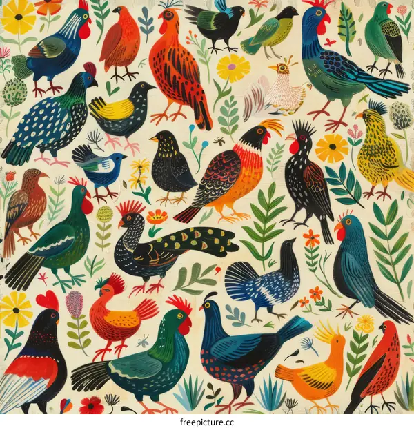 A Diverse Collection of Illustrated Birds
