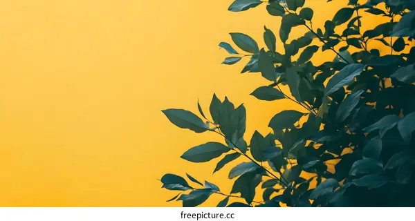 Yellow Wall with Green Leaves