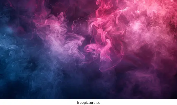 Colorful smoke. Pink, blue and purple smoke swirls