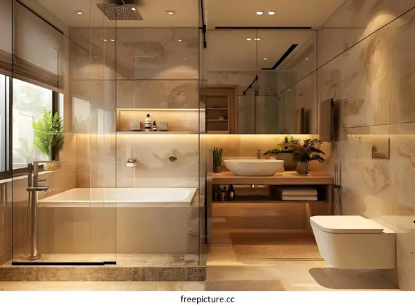 Modern and minimalist bathroom
