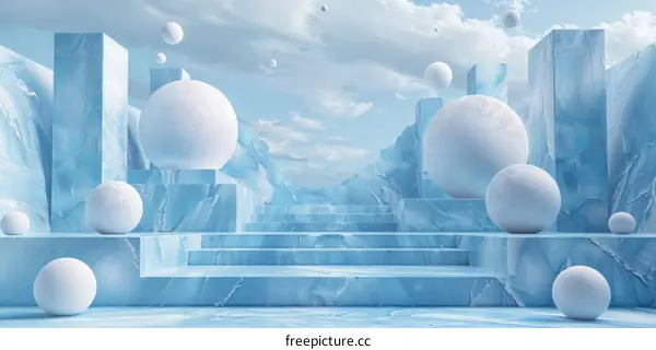 Abstract Light Blue Geometric Scene Design