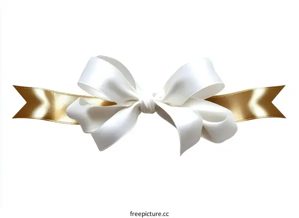 Elegant White and Gold Ribbon Bow Illustration
