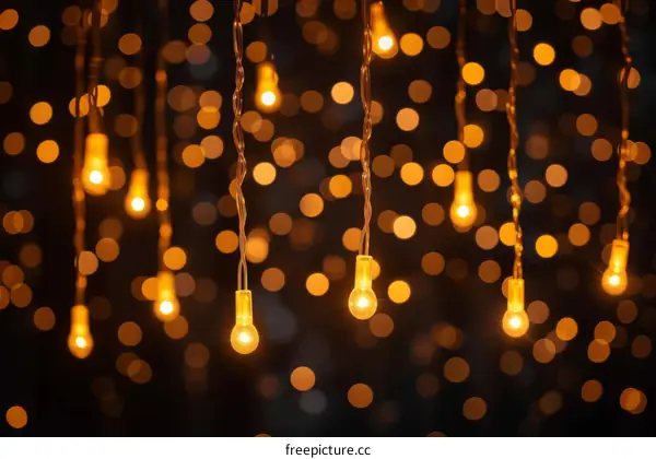 Glowing Light Bulbs Against Blurred Background