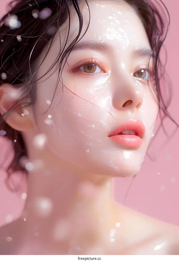 Close up Portrait of Woman with Facial Mask