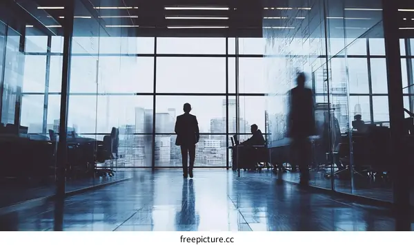 Modern Office Building Interior with Business People