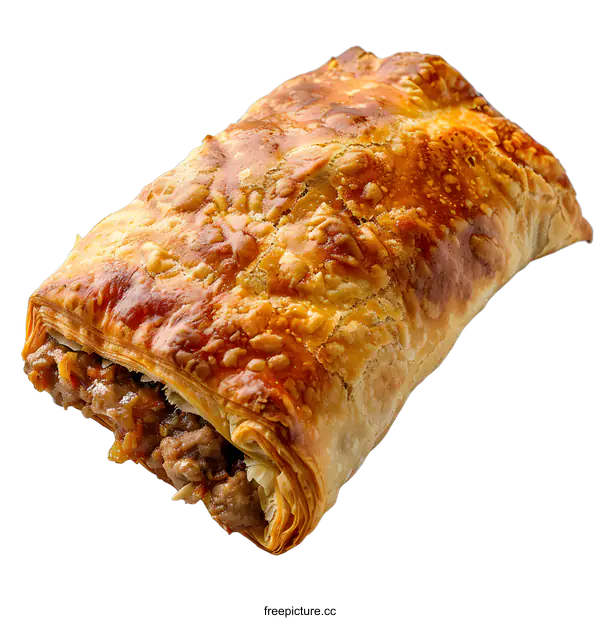 [Transparent Background PNG]Freshly Baked Sausage Roll on White Background