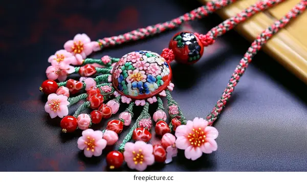 Beautiful Traditional Korean Necklace with Floral Design