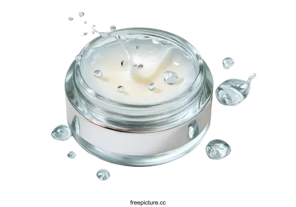 [Transparent Background PNG]Cosmetic Cream Jar with Water Splash Illustration