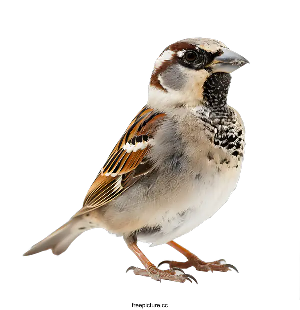 [Transparent Background PNG]Close Up Photo of a Sparrow Standing on White Background