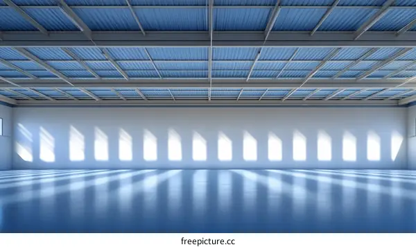 Empty Industrial Warehouse Interior with Sunlight