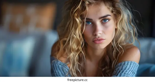 Portrait of a Young Woman with Blue Eyes