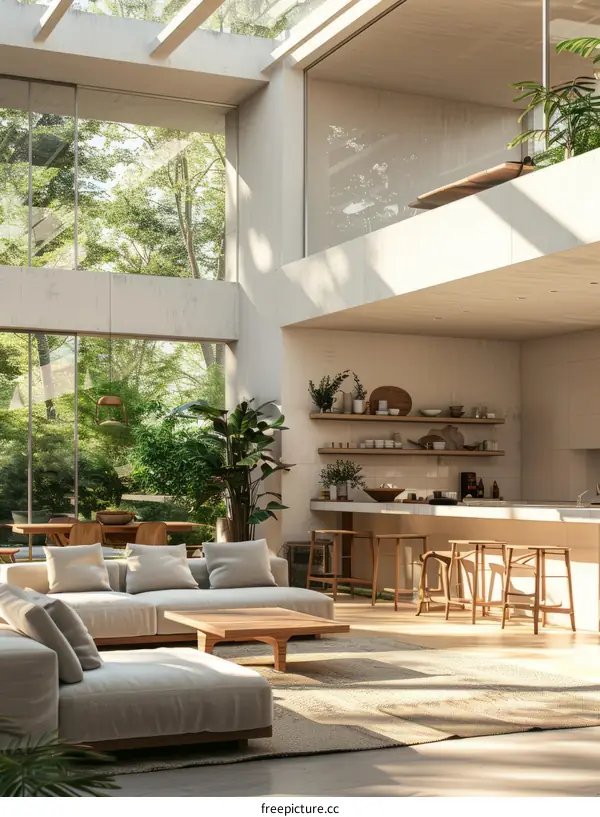 Bright and Airy Modern House Interior Living Space