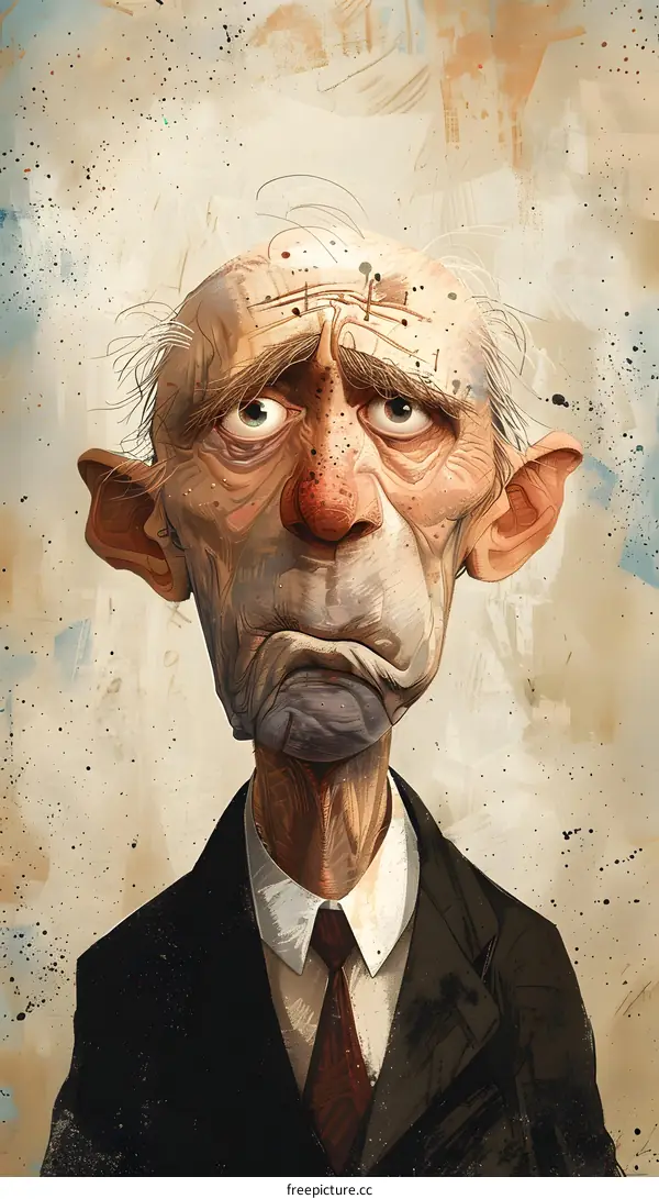 An old man with a long nose and big ears