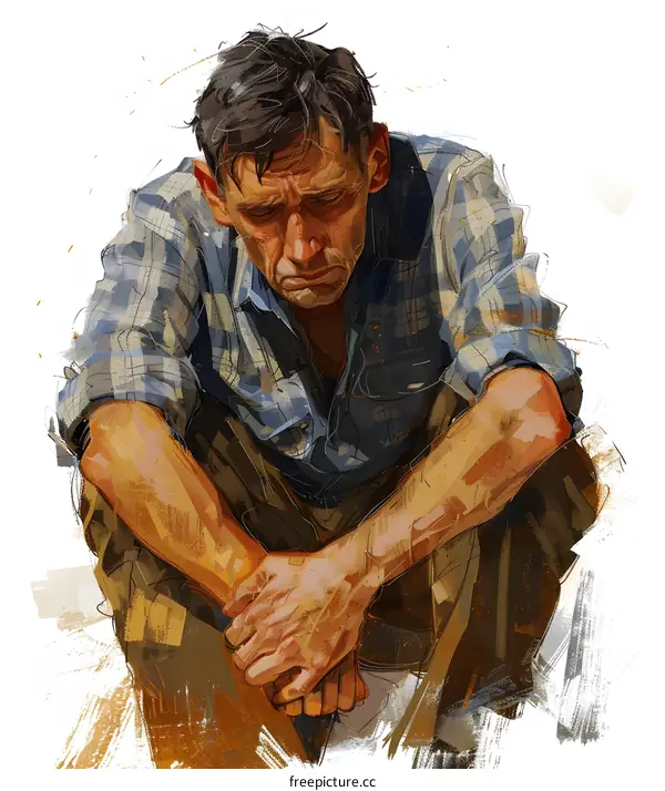 Portrait of a man with a sad expression on his face