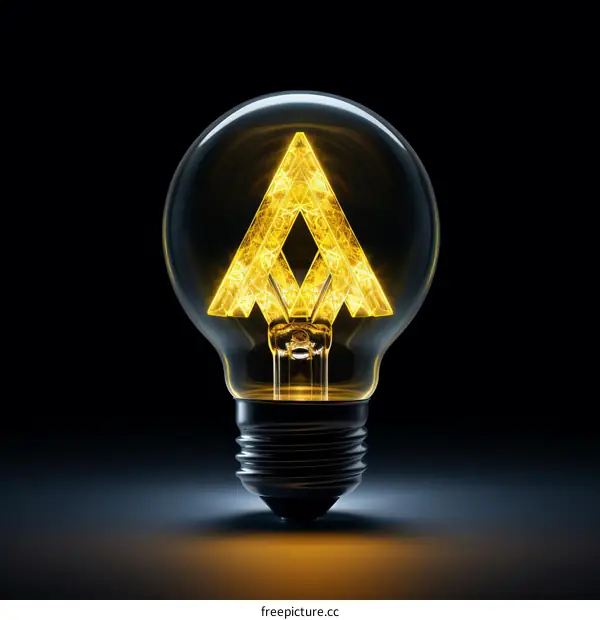 Glowing yellow Aeternity (AE) cryptocurrency symbol inside a light bulb