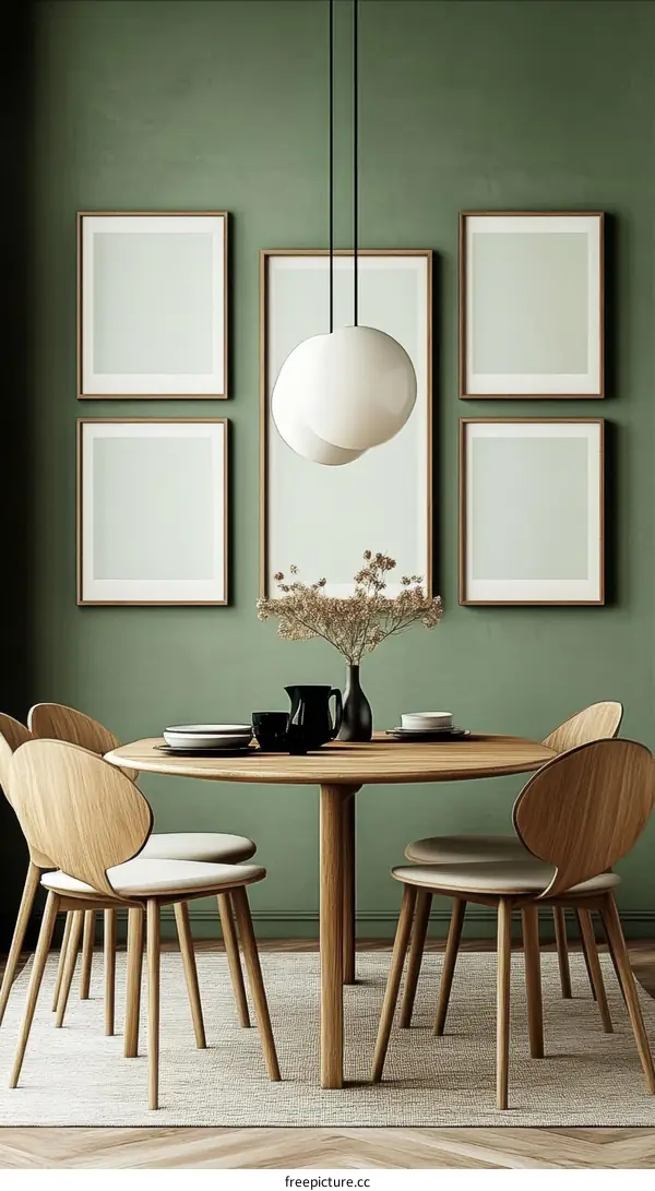 Modern Dining Room Interior Design with Light Green Walls