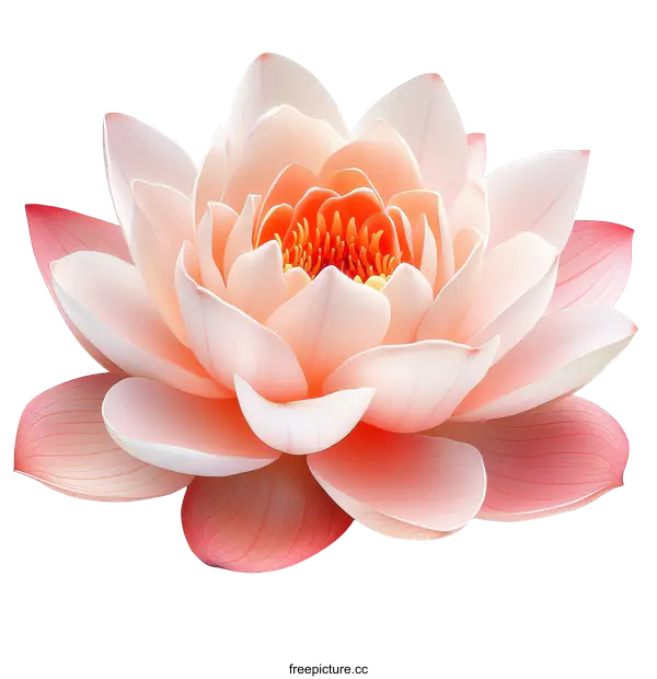 [Transparent Background PNG]Beautiful Peachy Lotus Flower Closeup