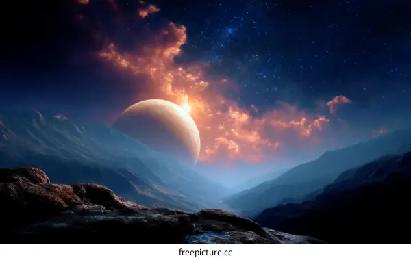 Alien Planet Landscape at Sunset