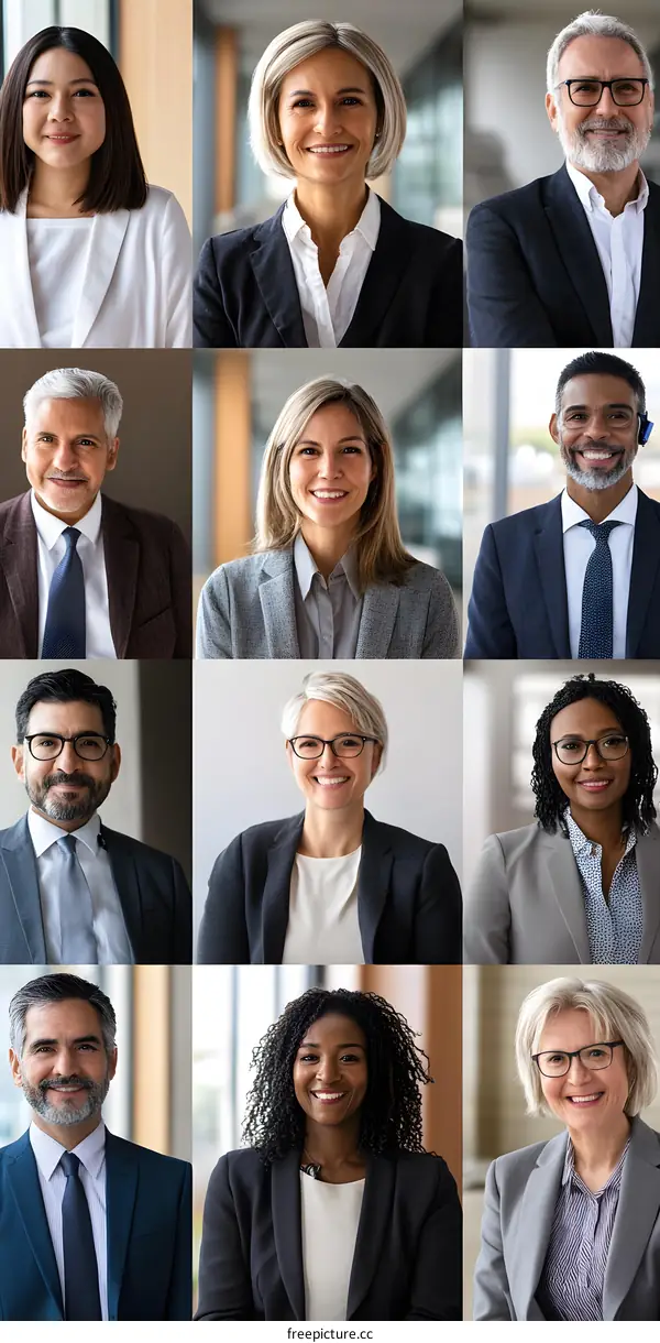 Diverse Group of Business Professionals in Formal Attire
