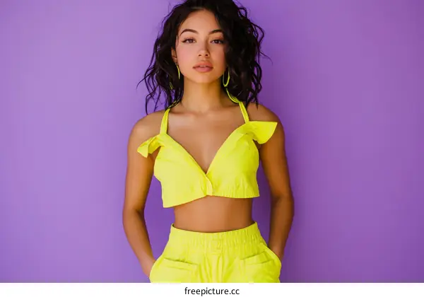 Stylish Woman in Trendy Yellow Outfit