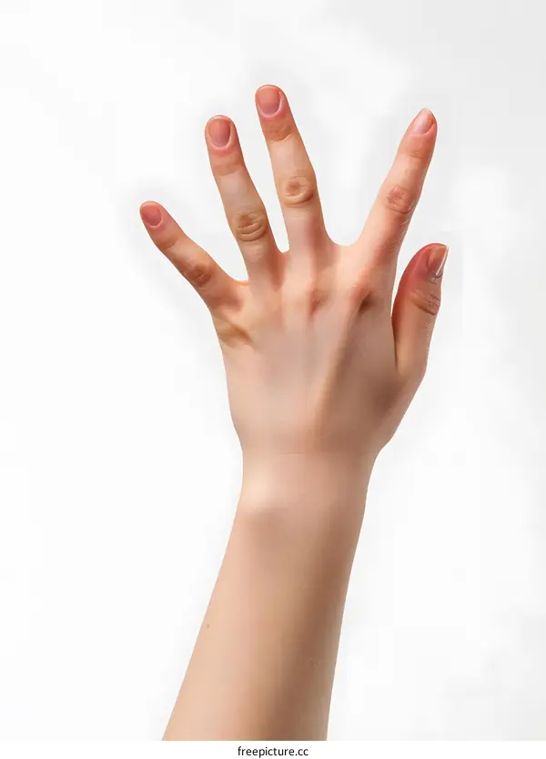 Woman Hand Gesturing Number Four