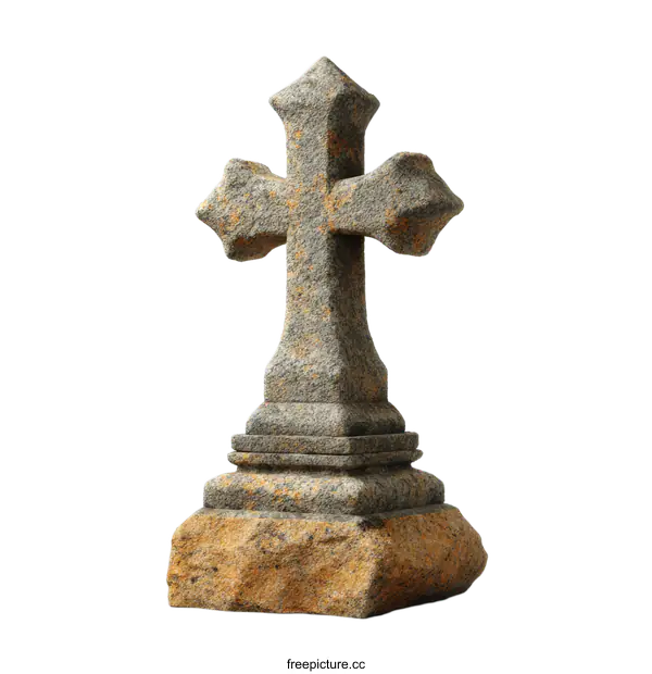 [Transparent Background PNG]Ornate Stone Cross Monument