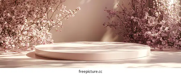 Pink Cherry Blossom Display Podium