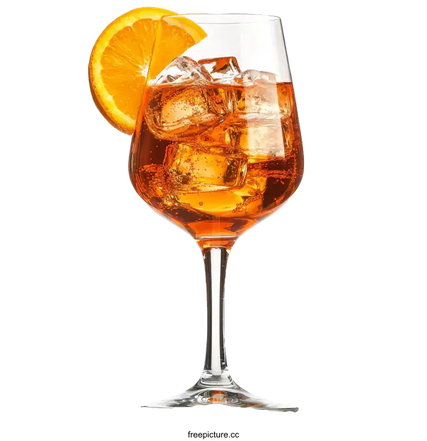 [Transparent Background PNG]Orange Cocktail in a Wine Glass