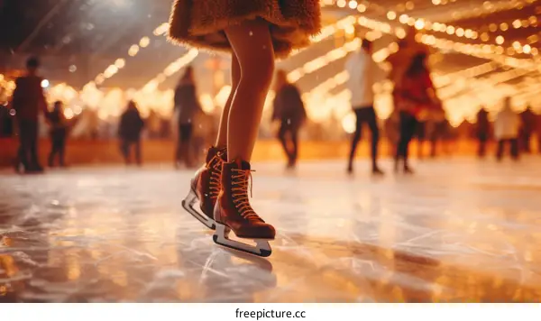 ice skating on a frozen lake surrounded by snow covered trees