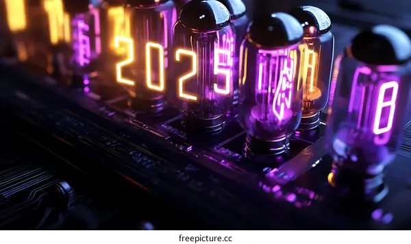 Neon Light Display Showing 2025