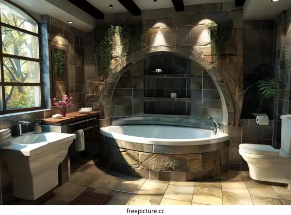 Rustic Stone Bathroom Interior Design