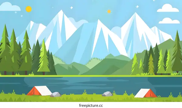 Camping In The Mountains by The Lake