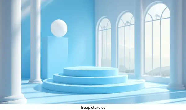 Elegant Blue and White Architectural Scene