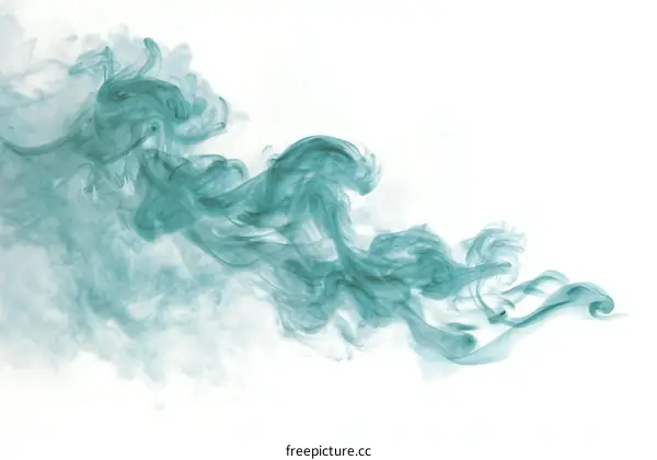 Abstract Teal Smoke Patterns on White Background