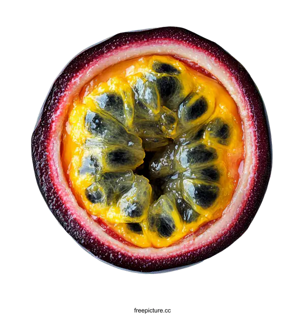 [Transparent Background PNG]Close up Passion Fruit Slice