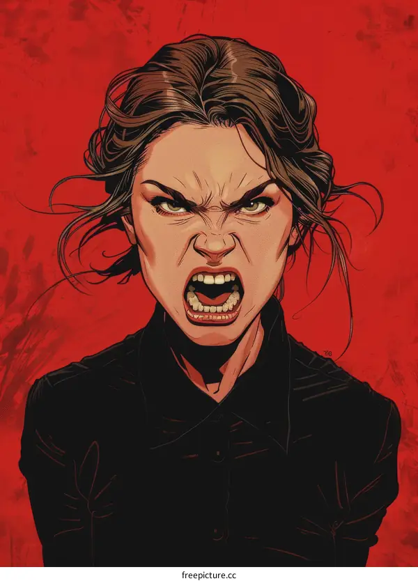 A woman with an angry expression on her face