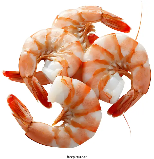 Cooked Shrimps on White Background