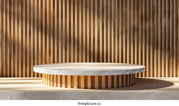 Wooden Platform Minimalist Product Display Stand Mockup