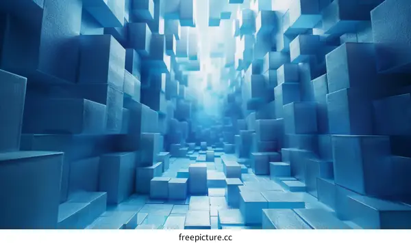 Blue Sci-Fi Tunnel - Abstract Digital Corridor