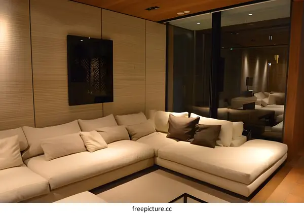 Modern Living Room Interior Design with Large Sectional Sofa and Minimalist Decor