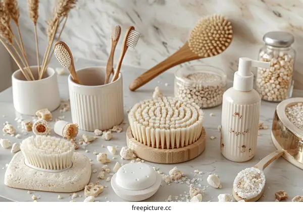 Natural Skincare Products on Marble