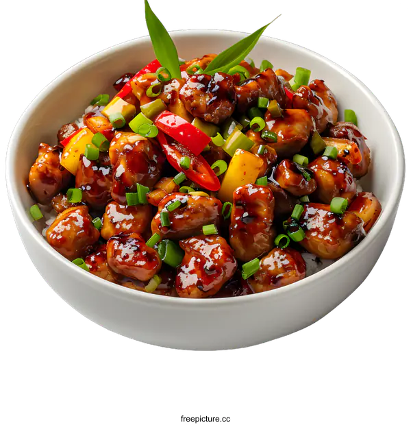 [Transparent Background PNG]Bowl of Teriyaki Chicken and Rice