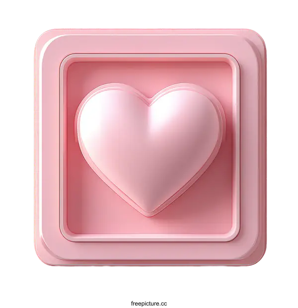 [Transparent Background PNG]3D Rendered Pink Heart Icon