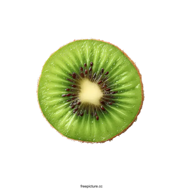 [Transparent Background PNG]Close-up of a Kiwi Slice with Detailed Texture