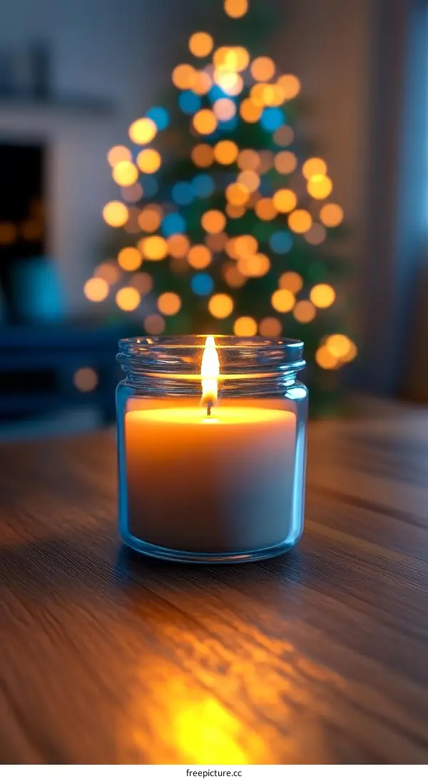 Christmas Candle Light in a Jar