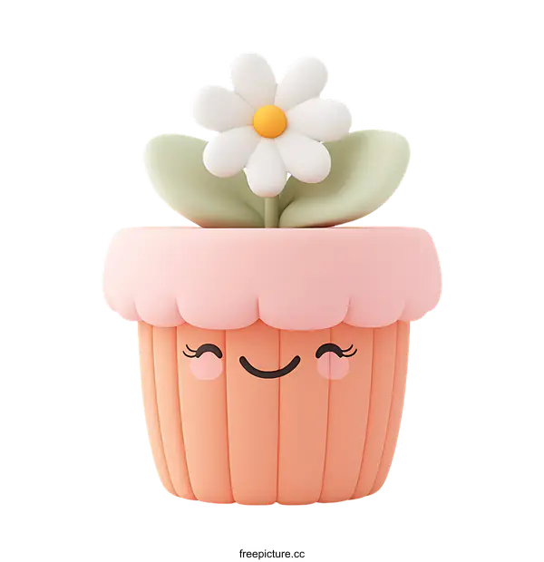 [Transparent Background PNG]Cute Cartoon Flower Pot with a Flower