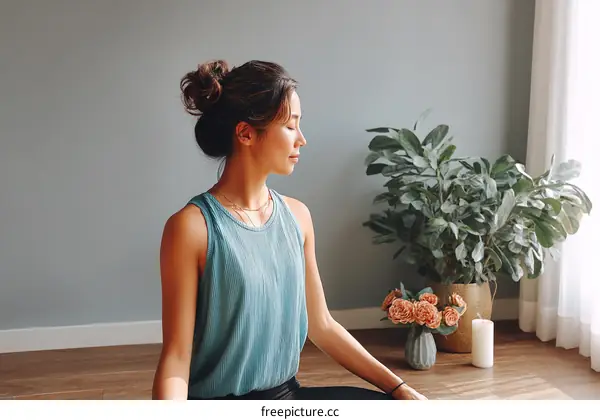 Peaceful Woman in Meditation Posture