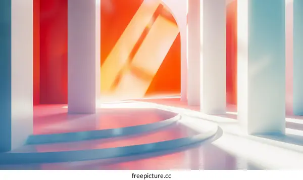 Pink and Blue 3D Rendering of Futuristic Room