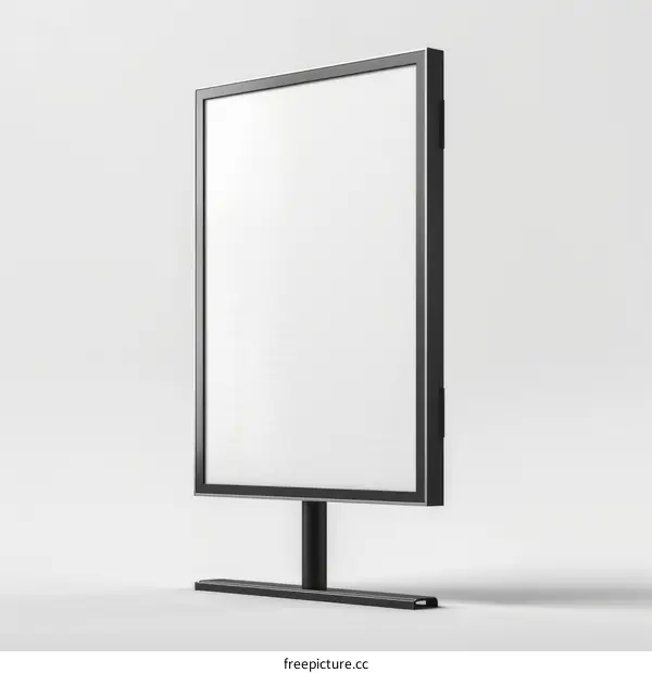 Black digital signage mockup isolated on white background