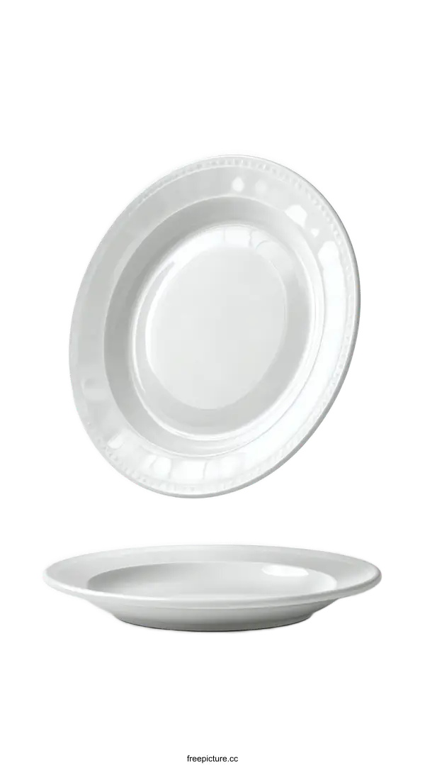 [Transparent Background PNG]Elegant White Plate with Ornate Border